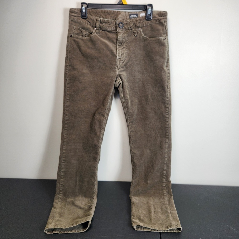 VOLCOM JEANS Solver Corduroy‎ Pants Mens 32 Brown Green Straight Skater Grunge